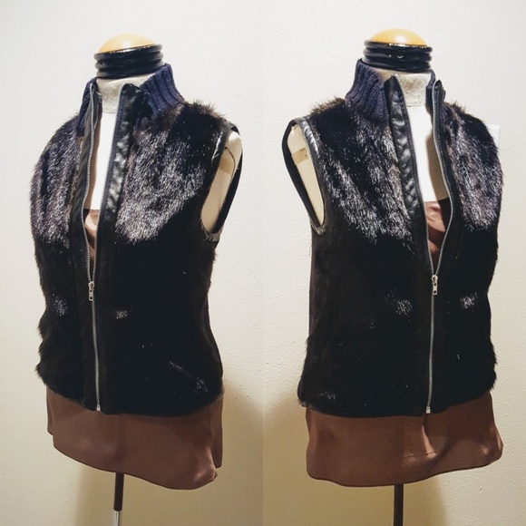 NWOT Gorgeous Cejon black faux fur & knit vest! 💕 - Picture 2 of 8